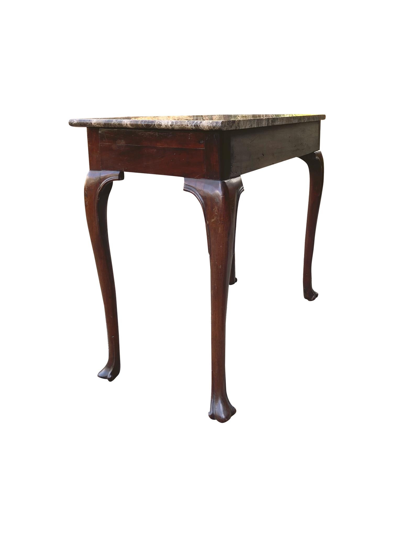 18th Century and Earlier 18th Century Irish Marble-Top Console Table For Sale