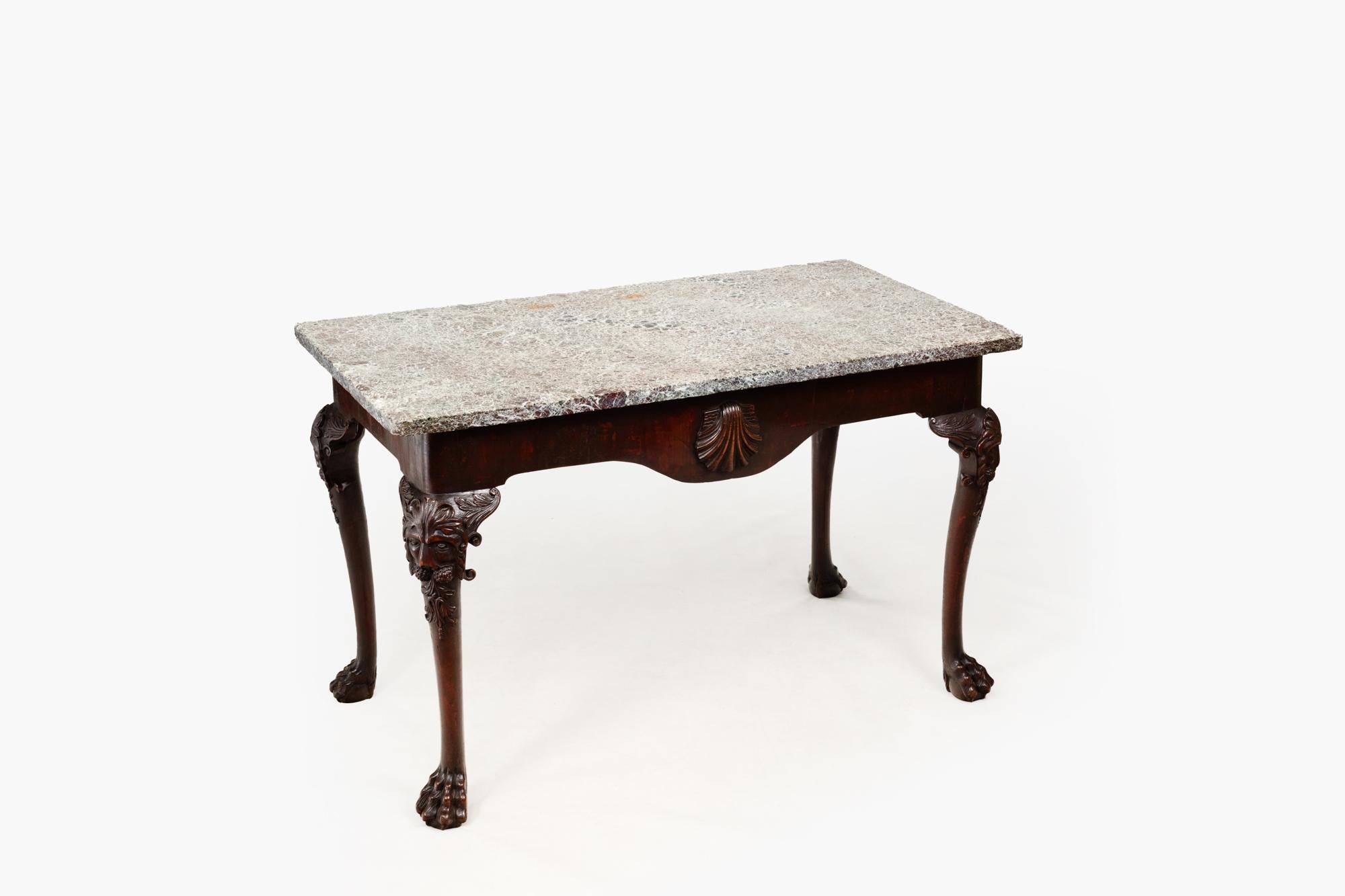 Georgian 18th Century Irish Walnut Side Table With Marble Top For Sale