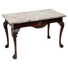 Antique 18th Century Irish Walnut Side Table With Marble Top