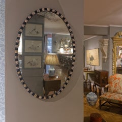 18th Century Irish Waterford Blue and White Mirror with Applied Gilding