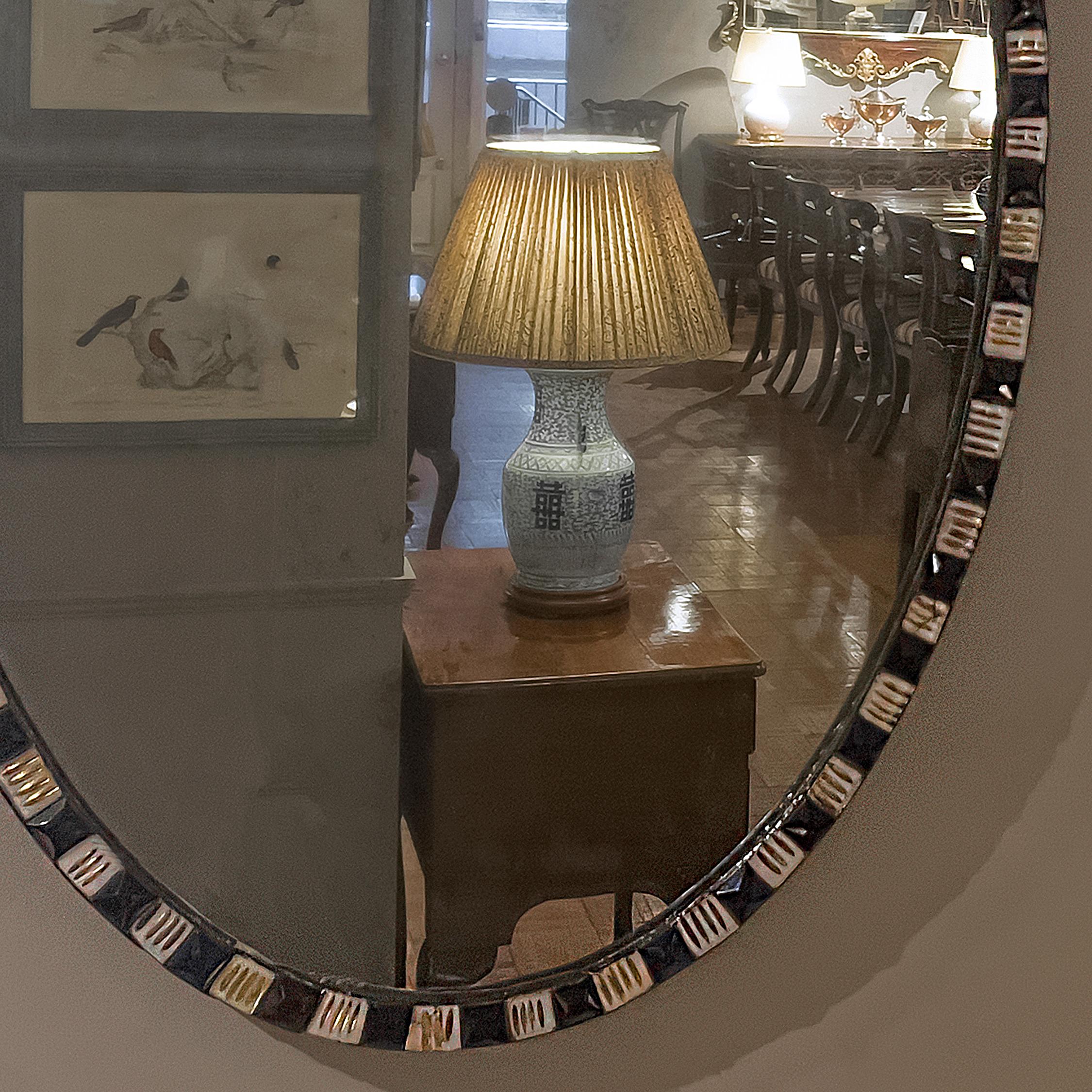 18th Century Irish Waterford Blue and White Mirror with Applied Gilding In Excellent Condition For Sale In New York, NY