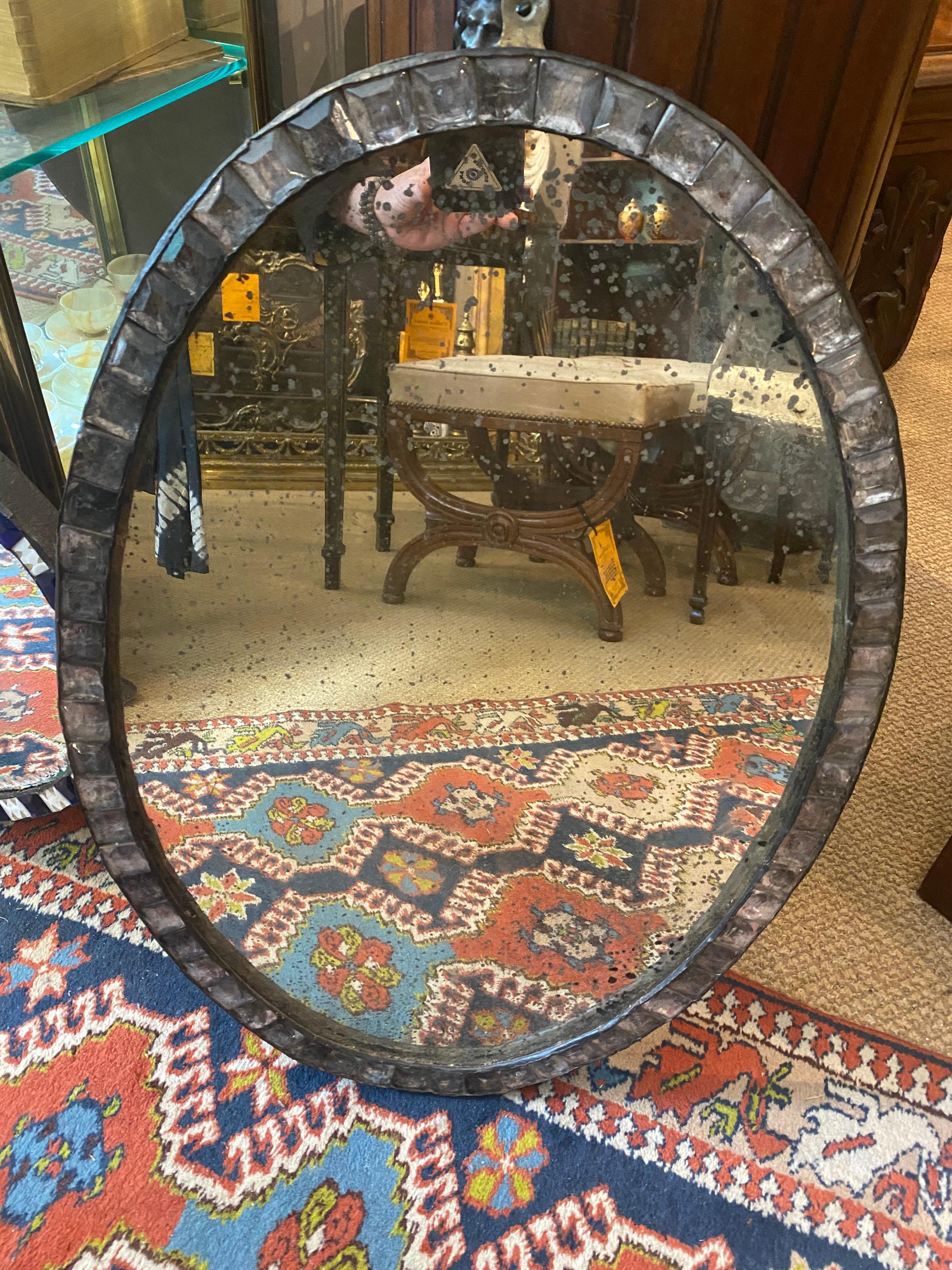 18th Century Irish Waterford Mirror with Clear Glass Studs 1