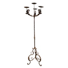 18th Century Iron 4 Light Torchere
