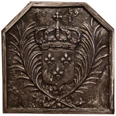 18th Century Iron Fireback with French Royal Coat of Arms and Fleurs-de-Lys