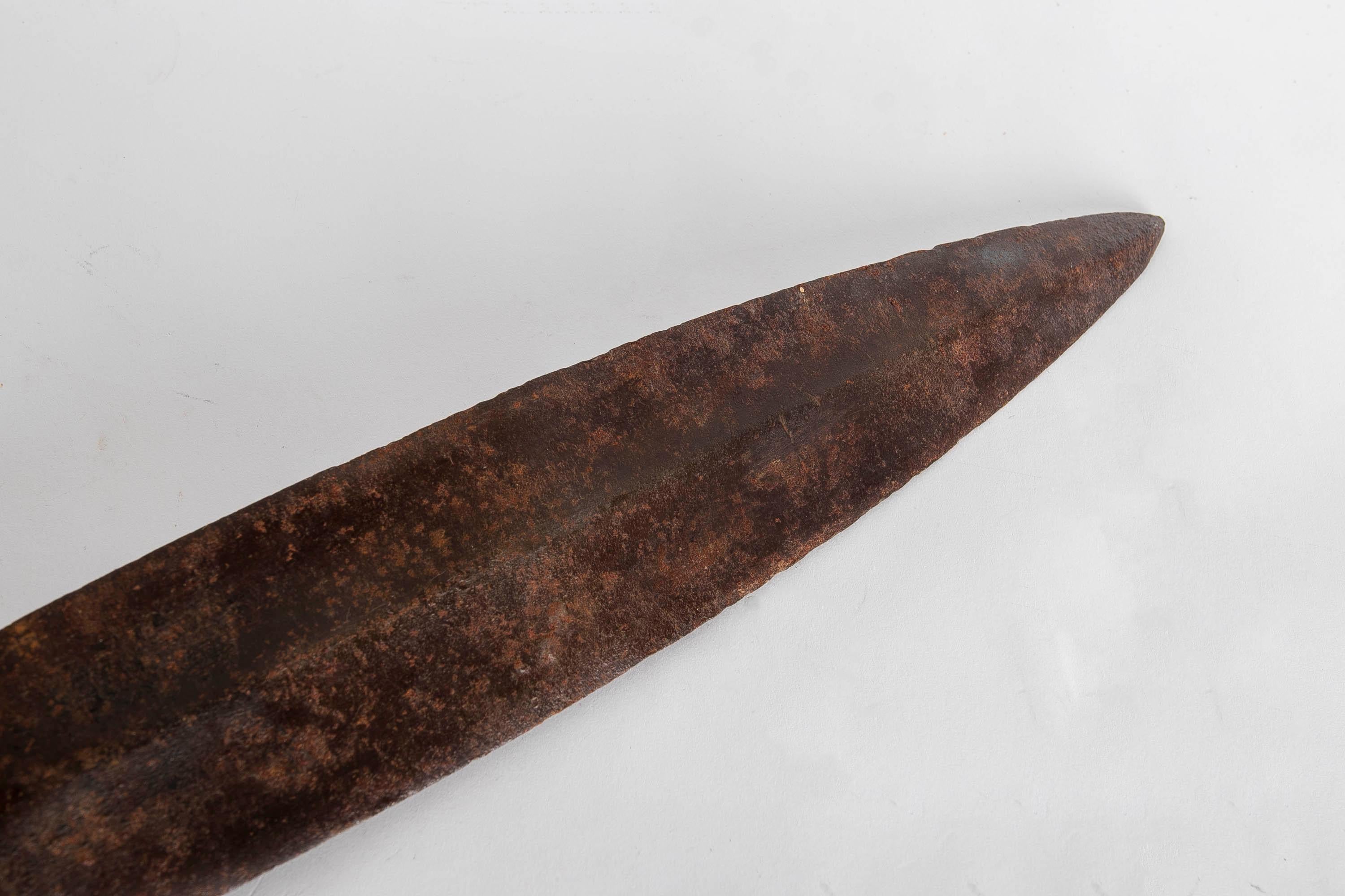 18th Century and Earlier 18th Century Iron Spearhead with Decorations For Sale