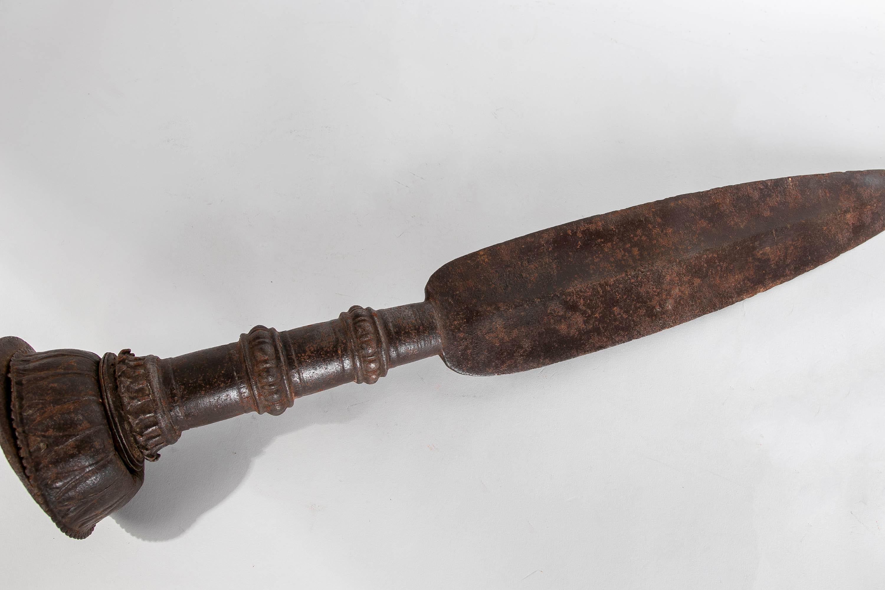 18th Century Iron Spearhead with Decorations For Sale 3