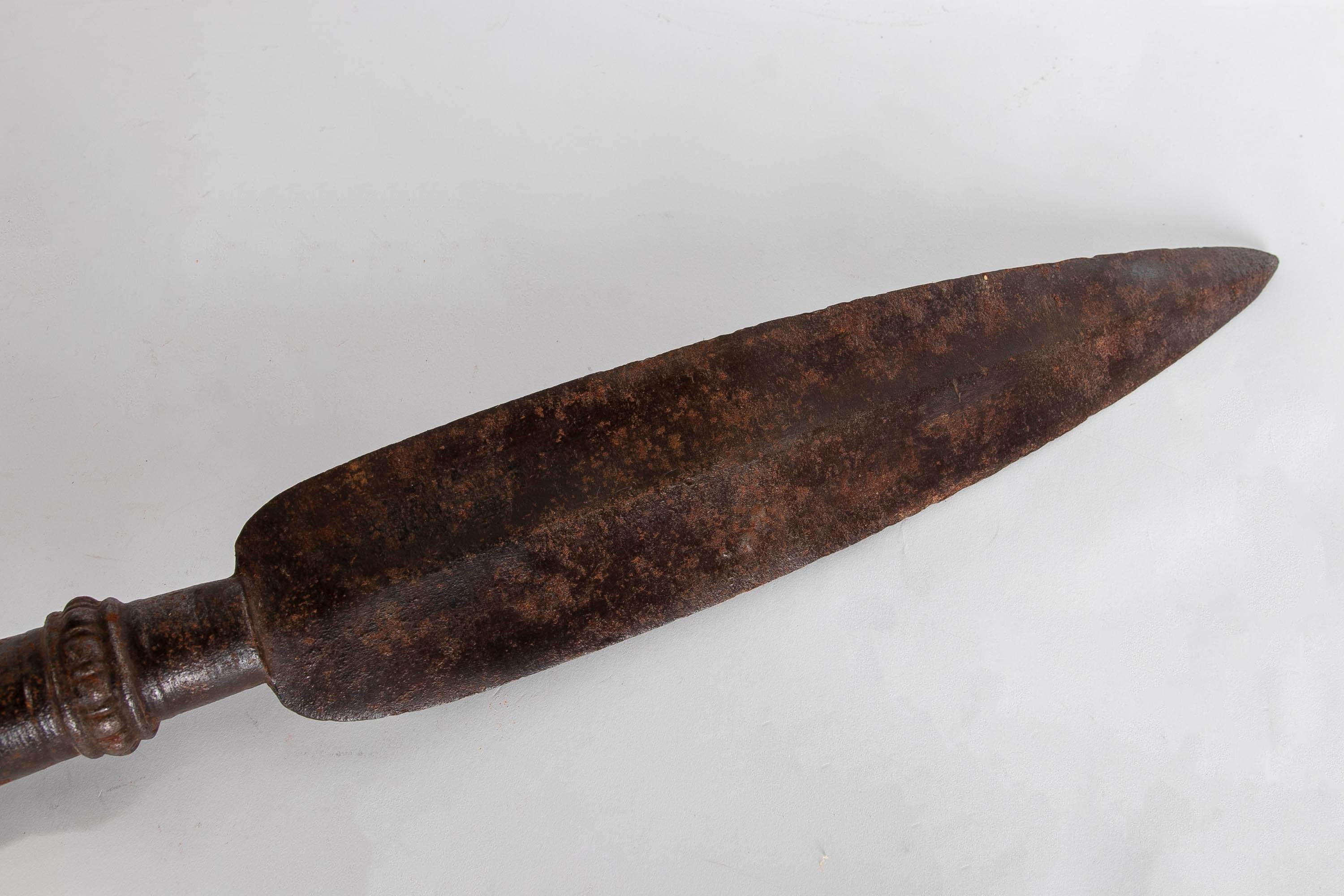 18th Century Iron Spearhead with Decorations For Sale 4