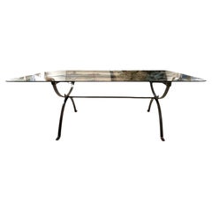 Antique 18th Century Iron Table with Glass Top