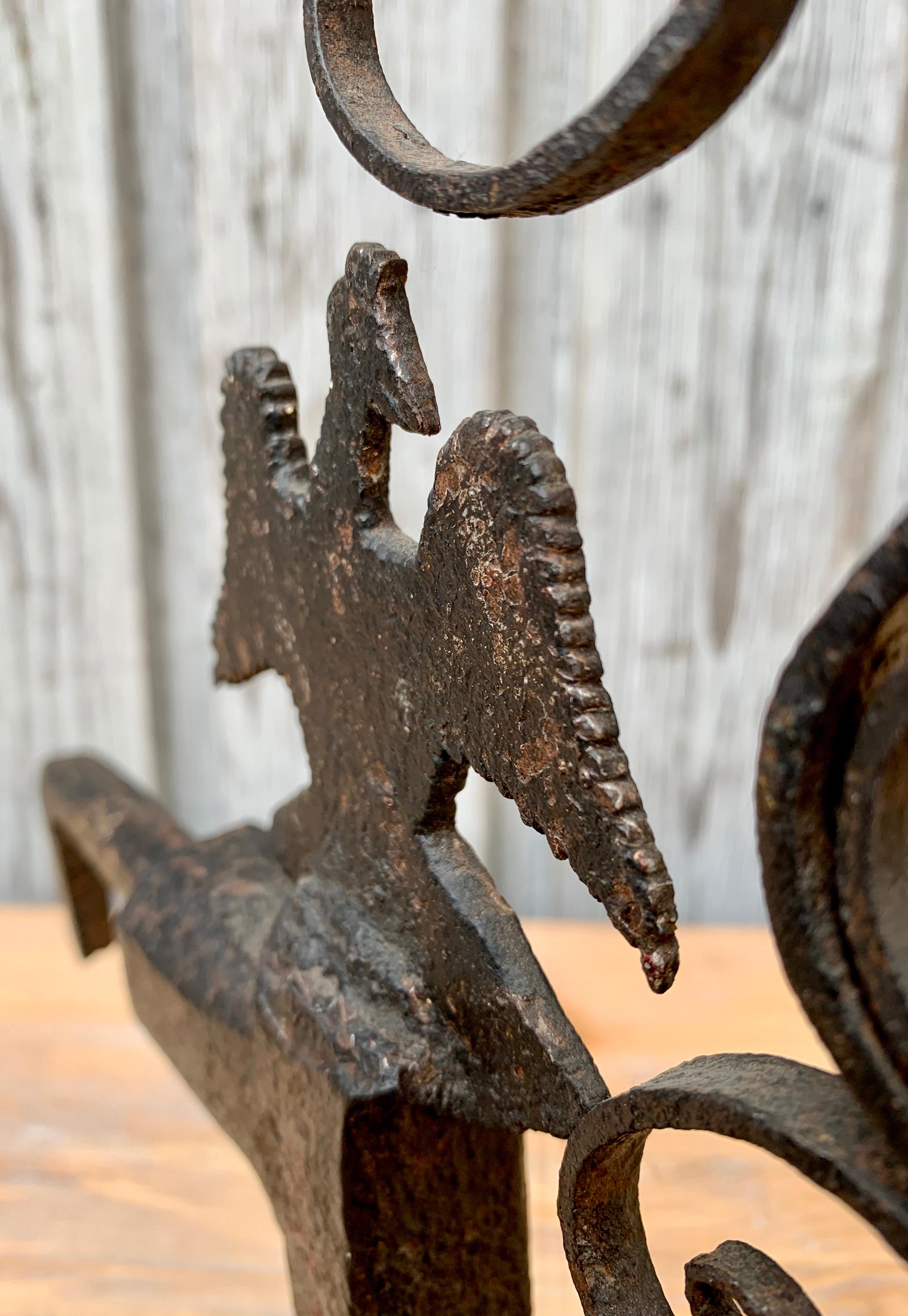 18th Century Iron Weather-Vane with European Eagle Emblem on Wooden Stand 3