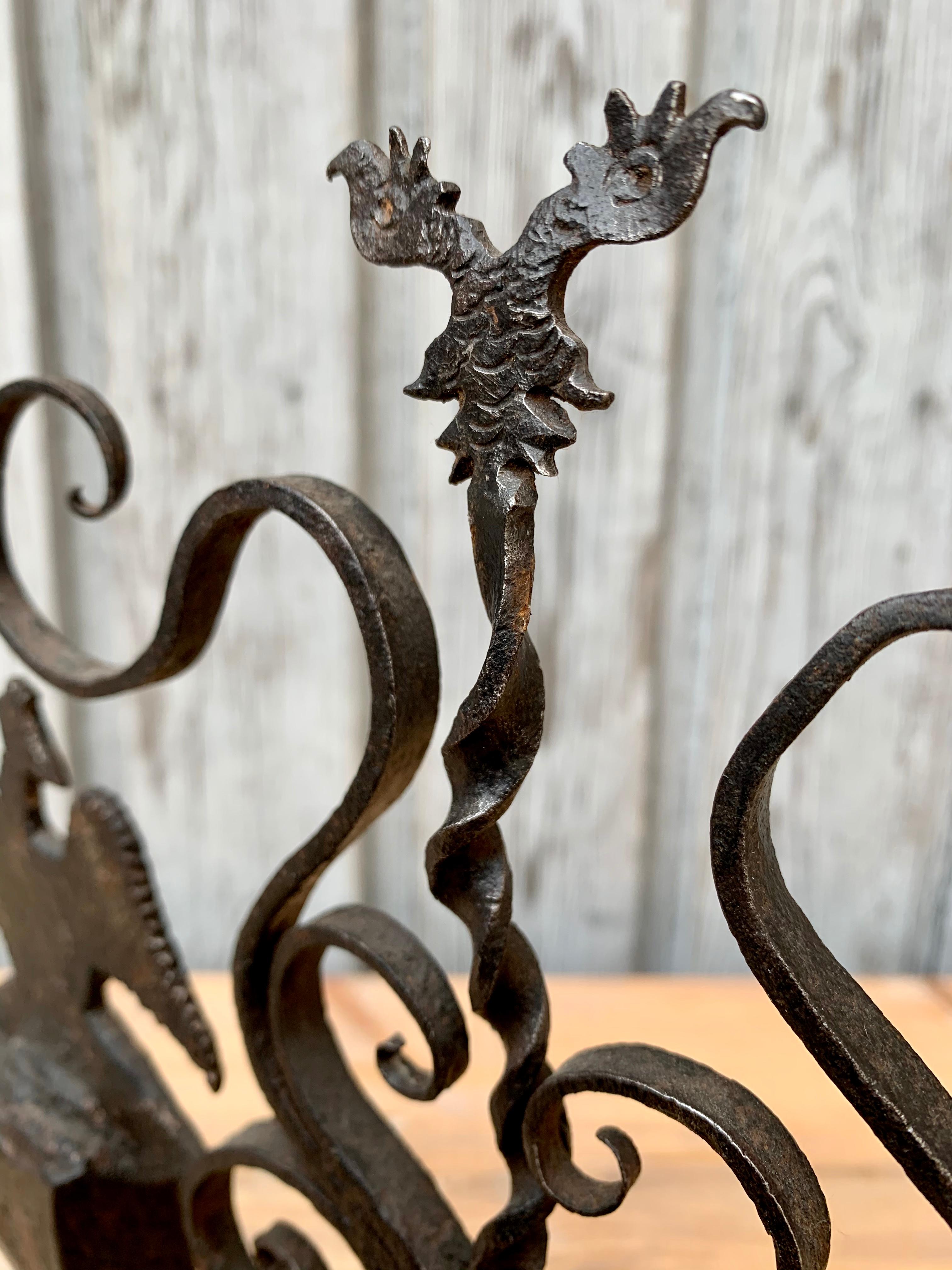 18th Century Iron Weather-Vane with European Eagle Emblem on Wooden Stand 4