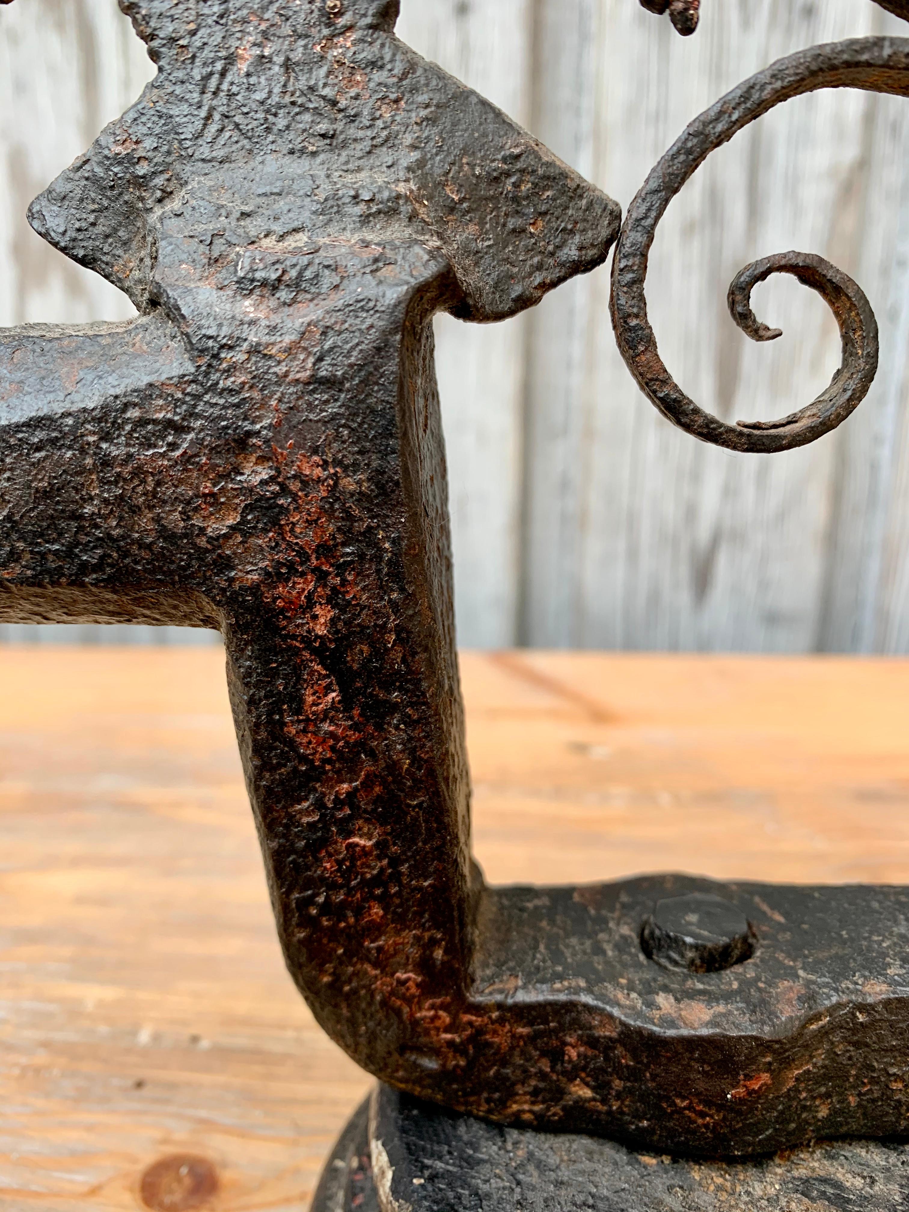 18th Century Iron Weather-Vane with European Eagle Emblem on Wooden Stand 5