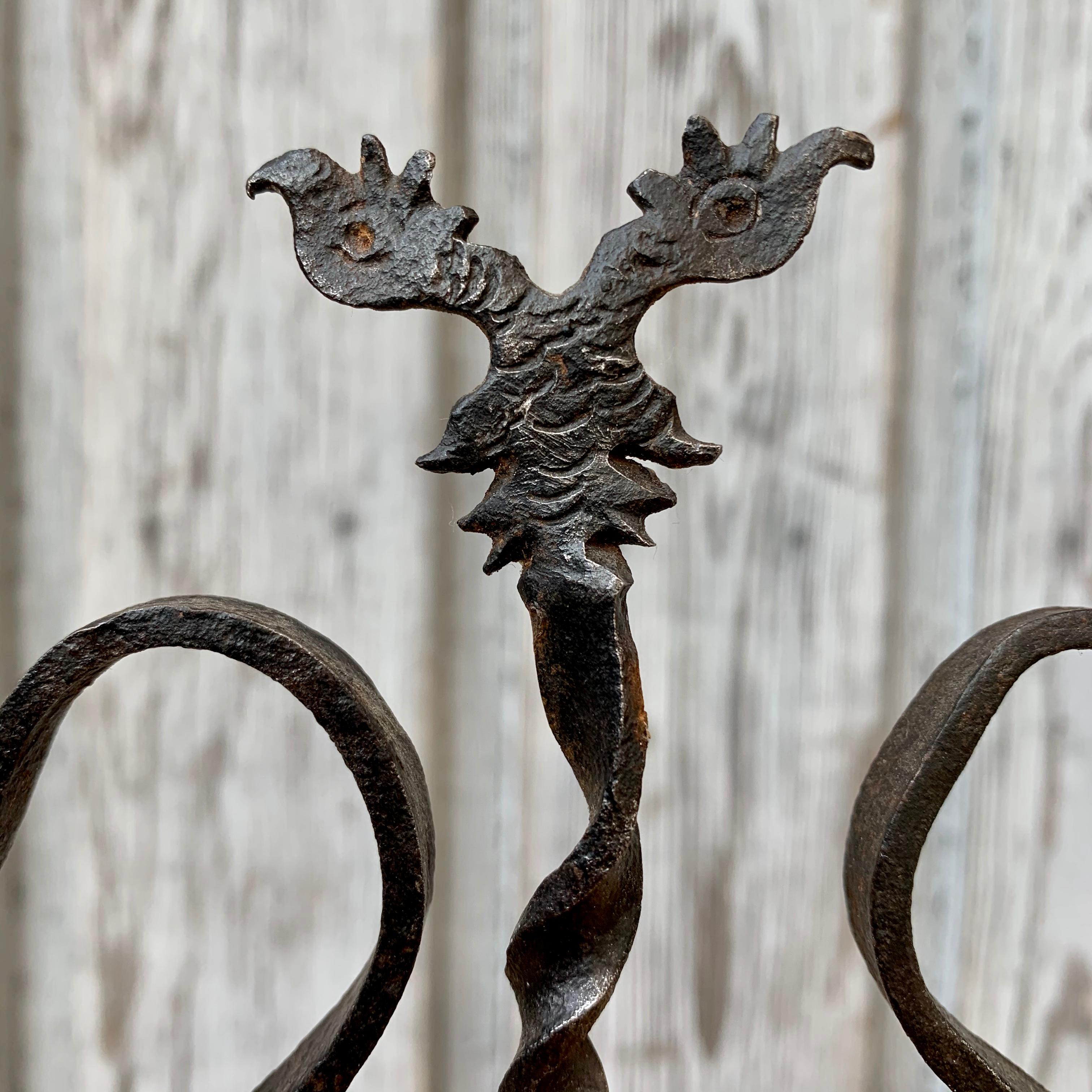 Austrian 18th Century Iron Weather-Vane with European Eagle Emblem on Wooden Stand
