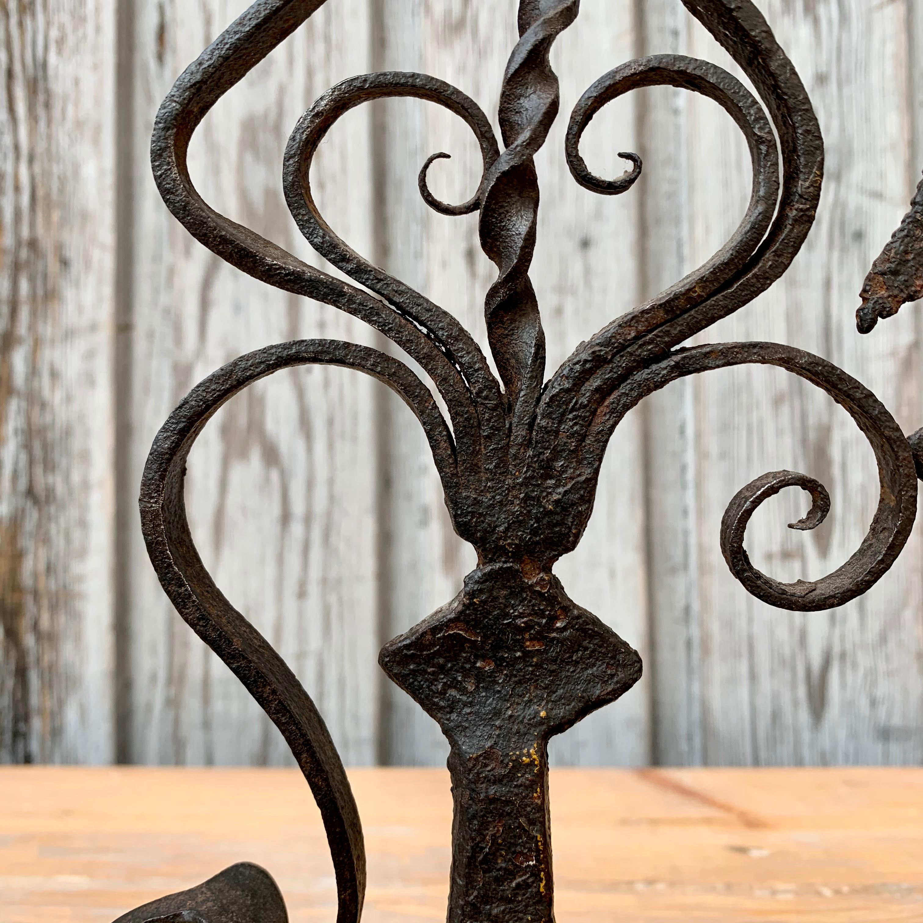 18th Century Iron Weather-Vane with European Eagle Emblem on Wooden Stand 1