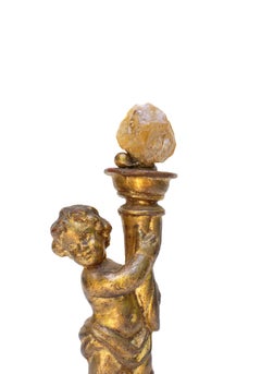 18th Century Italian Angel and Torch with Himalayan Diamond and Baroque Pearl