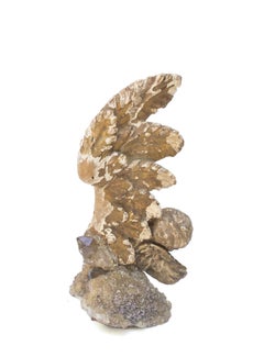 Ala d'angelo e putto italiano del XVIII secolo su calcite con punte di citrino