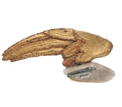 Aile d'ange italienne du 18ème siècle montée sur tourmaline et quartz de cristal