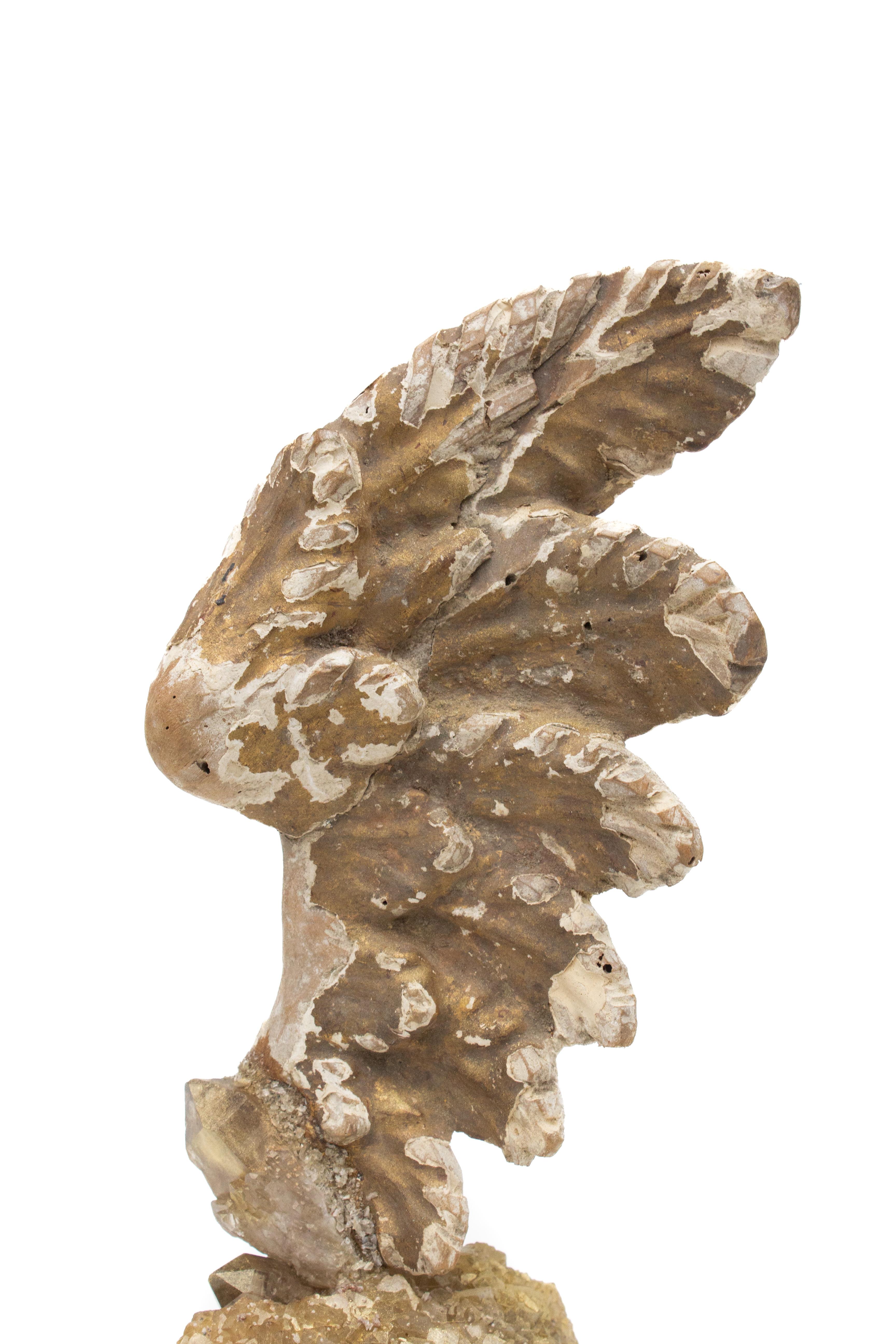 Rococo 18th Century Italian Angel Wing on a Calcite Cluster with Citrine Points For Sale