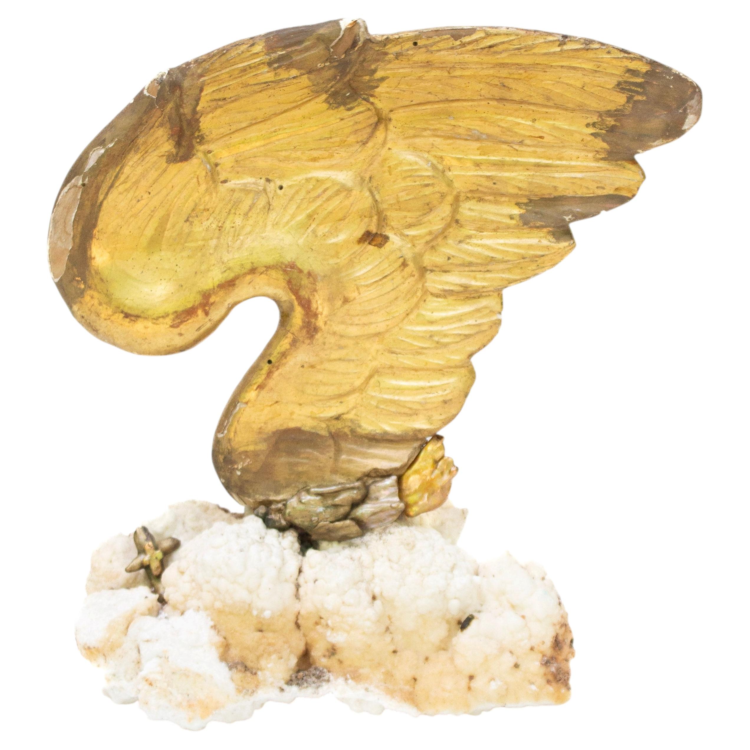 18th Century Italian Angel Wing on Natural Aragonite Cloud with Baroque Pearls