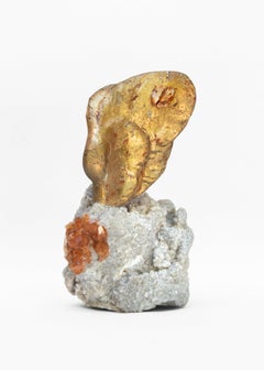 18th Century Italian Angel Wing with Baroque Pearl on Calcite Crystal in Matrix