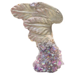 18th Century Italian Angel Wing with Purple Iridescent Titanium Quartz Crystals