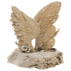 18th Century Italian Angel Wings with Baroque Pearls on Fossil Agate Coral