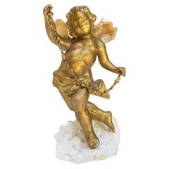 18th Century Italian Angel with Baroque Pearls on Aragonite Cloud
