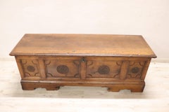 18th Century Italian Antique Blanket Chest in Hand Carved Walnut