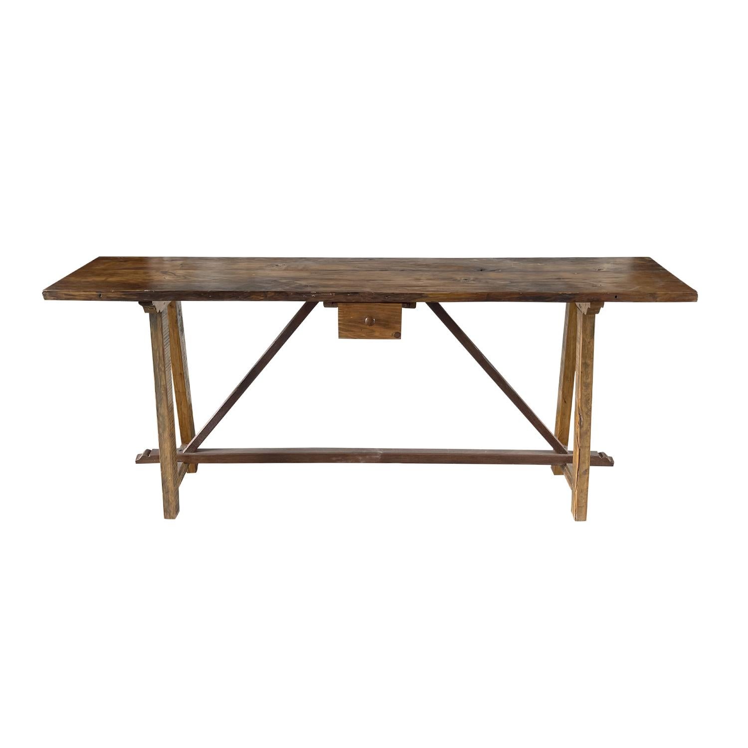 19th Century 18th Century Italian Antique Freestanding Walnut Console Table, Tuscan End Table
