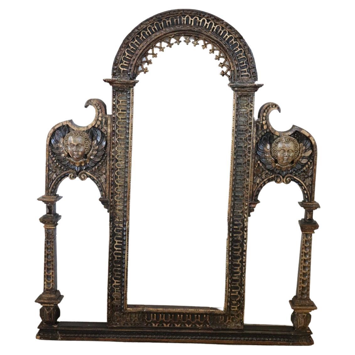 18th Century Italian Antique Hand Carved Wood Frame For Sale