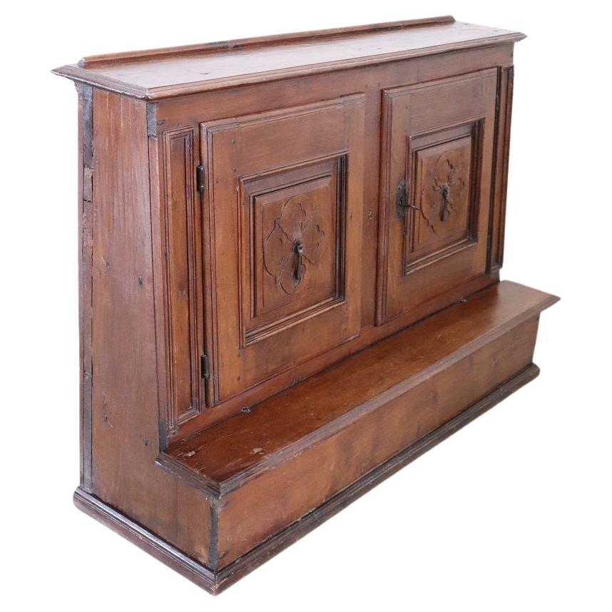 18th Century Italian Antique Kneeler Solid Walnut Wood