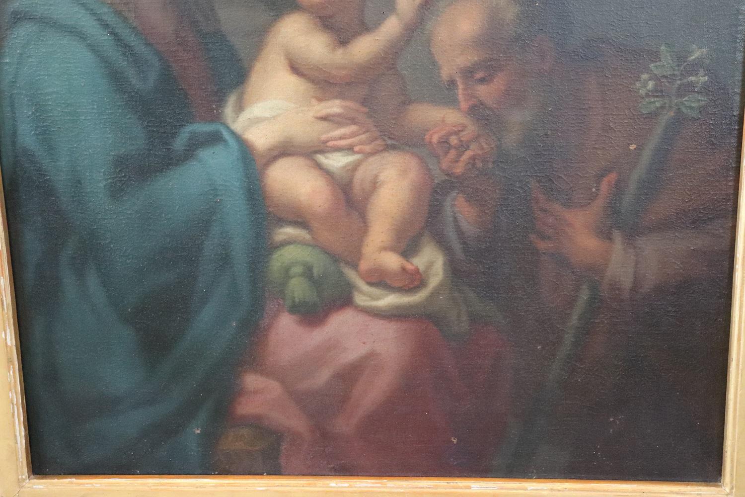 Mid-18th Century 18th Century Italian Antique Oil on Canvas Painting, Religious Subject