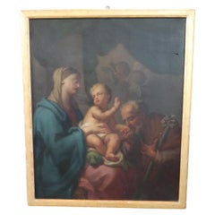 18th Century Italian Antique Oil on Canvas Painting, Religious Subject
