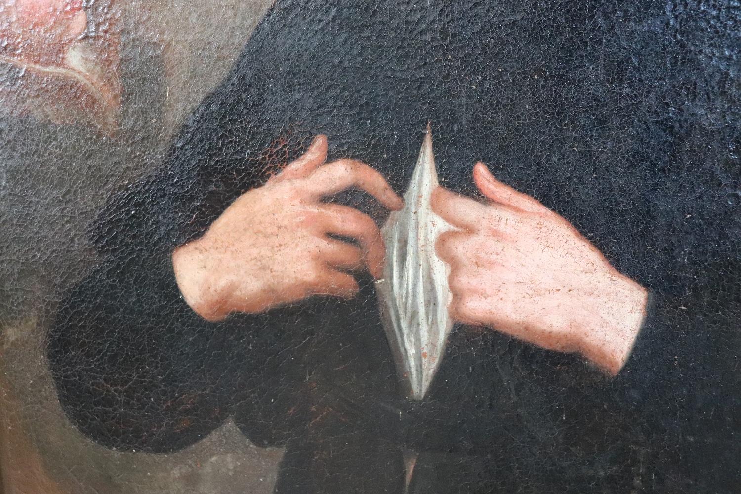 Tela Dipinto olio su tela antico italiano del XVIII secolo San Francesco Saverio in vendita