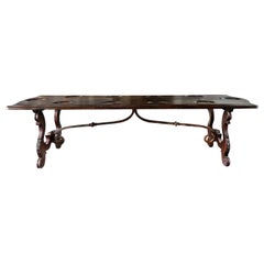 18th Century Italian Antique Tuscan Renaissance Walnut Dining Room Table