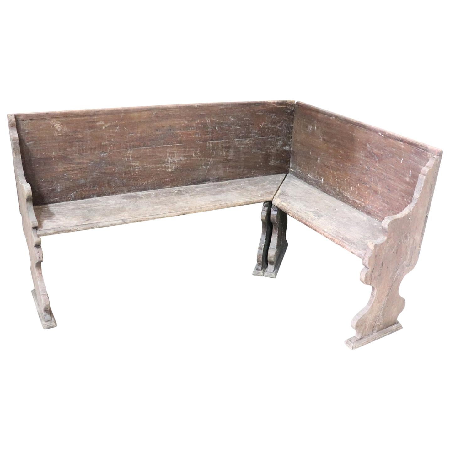 18th Century Italian Antique Walnut Corner Bench