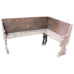 banc d'angle en noyer ancien italien du 18ème siècle