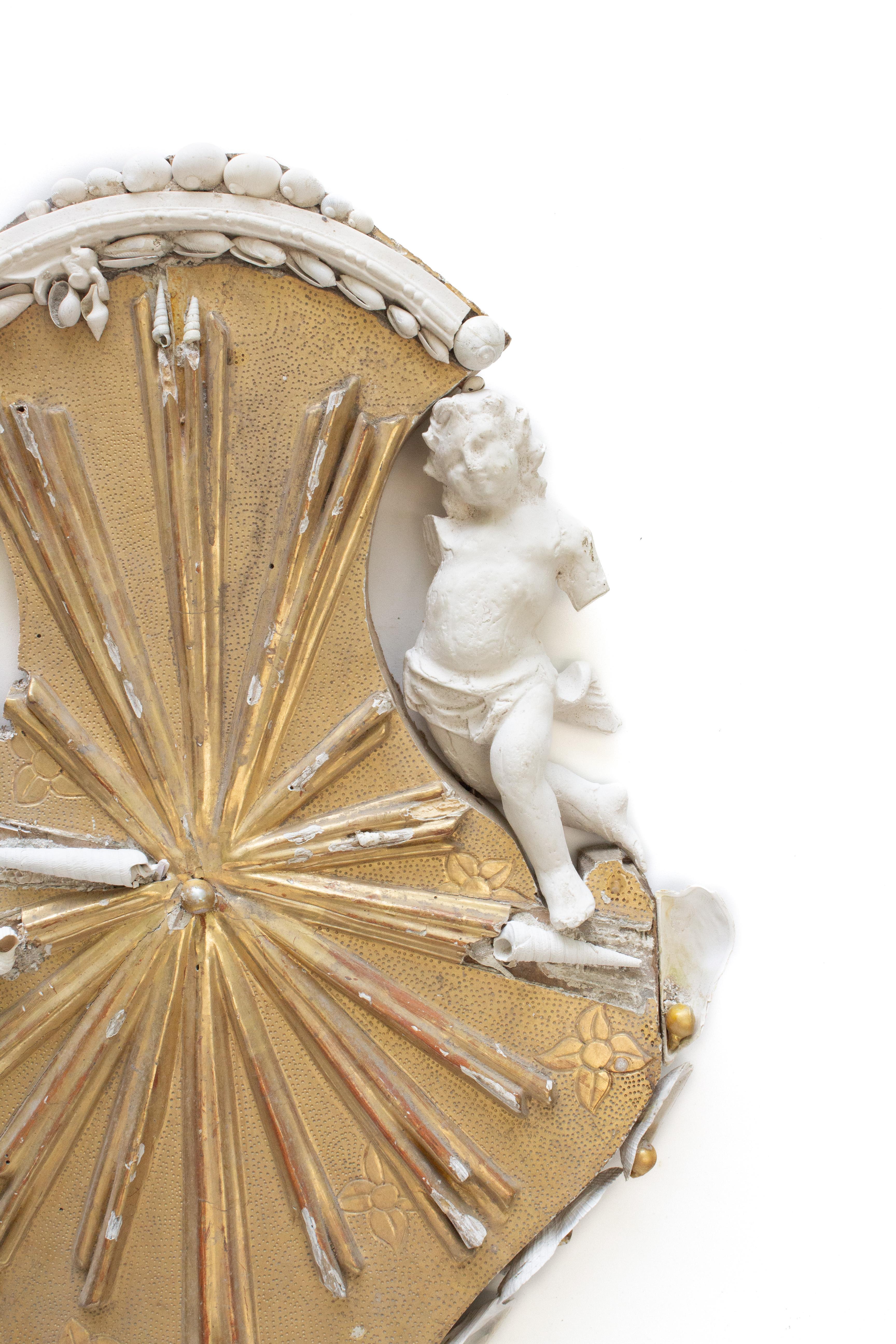 18th Century Italian Architectural Element with Hand-Cast Plaster Angels In Good Condition For Sale In Dublin, Dalkey