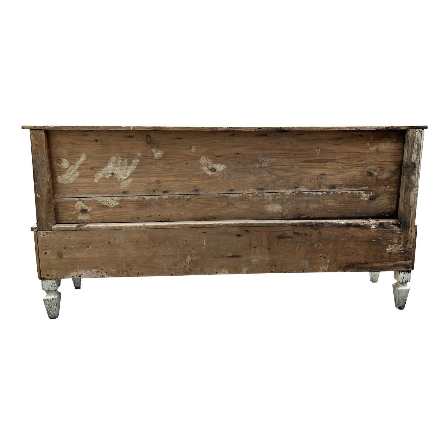 Metal 18th Century Italian Arte Povera Pinewood Bench, Antique Seating Furniture For Sale