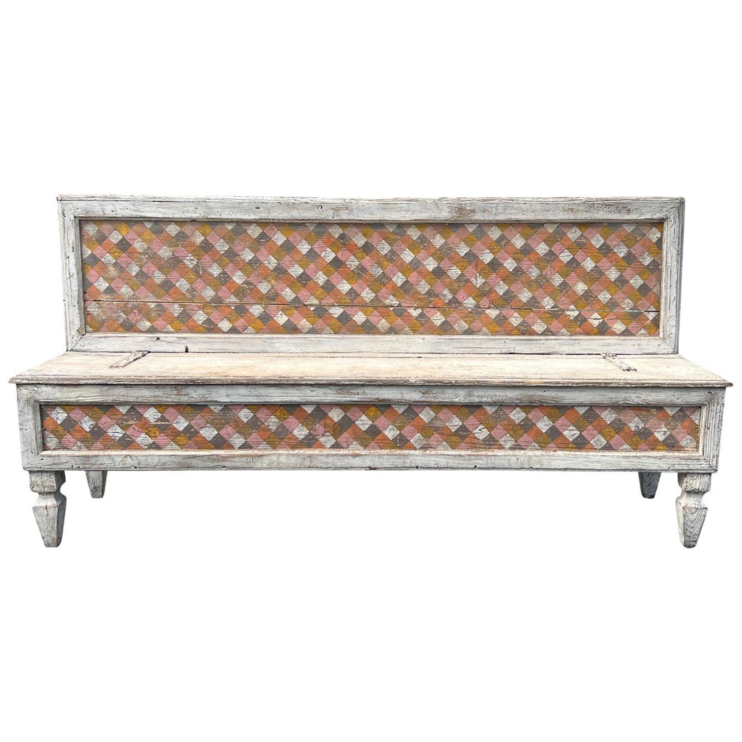 18th Century Italian Arte Povera Pinewood Bench, Antique Seating Furniture