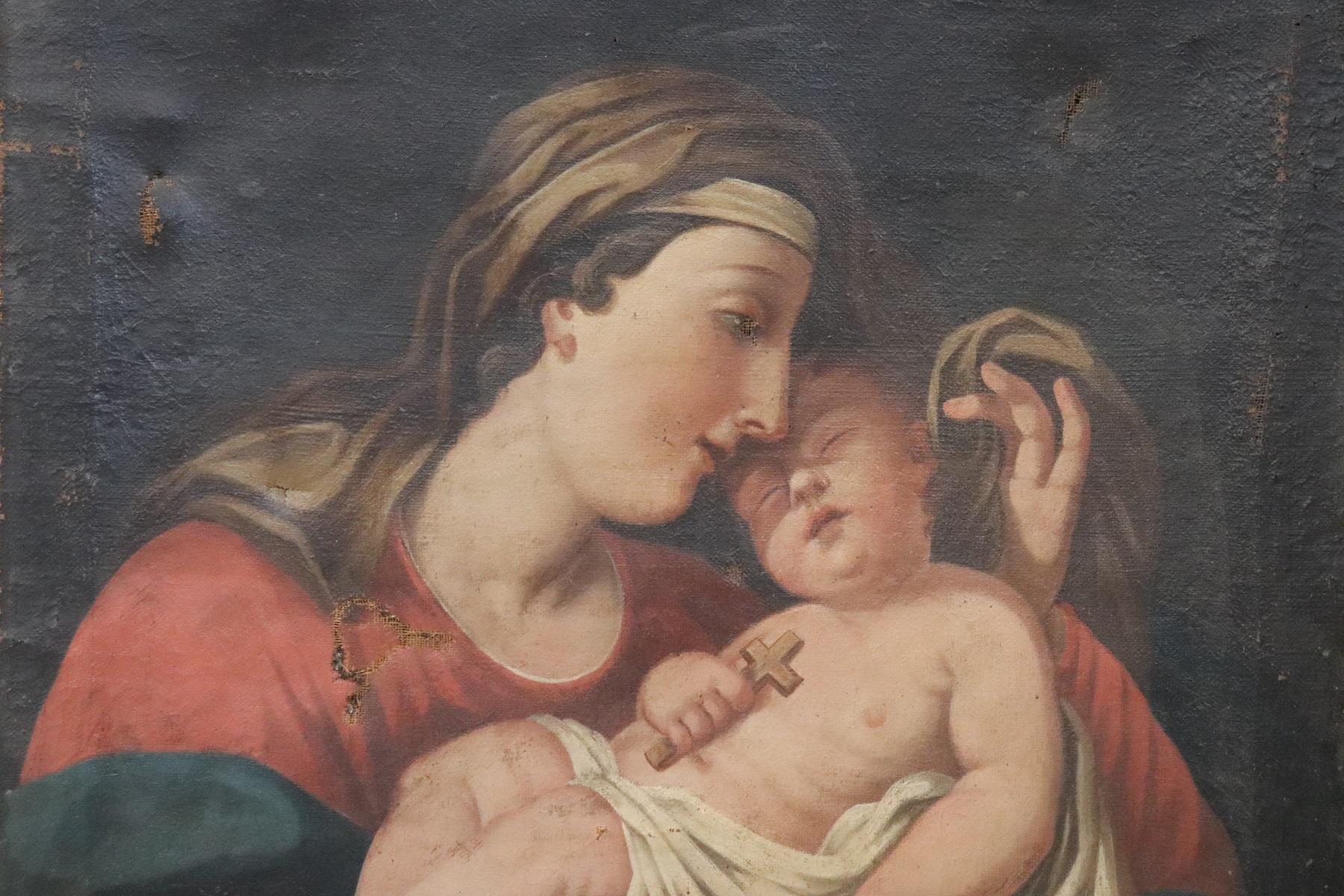 Oiled 18th Century Italian Artist Madonna with the Child Jesus