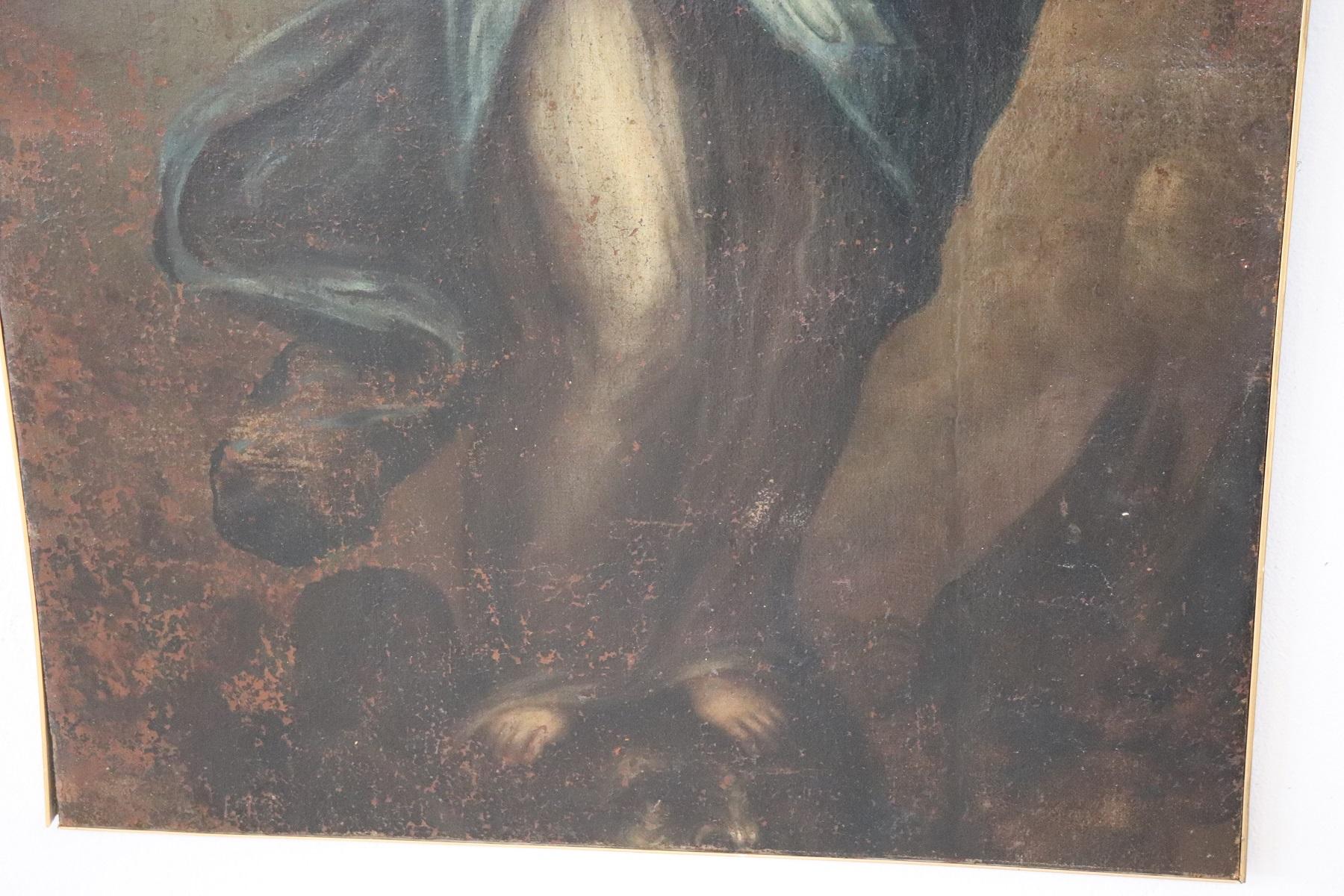 18th Century Italian Artist The Virgin Mary Oil Painting on Canvas In Good Condition In Casale Monferrato, IT