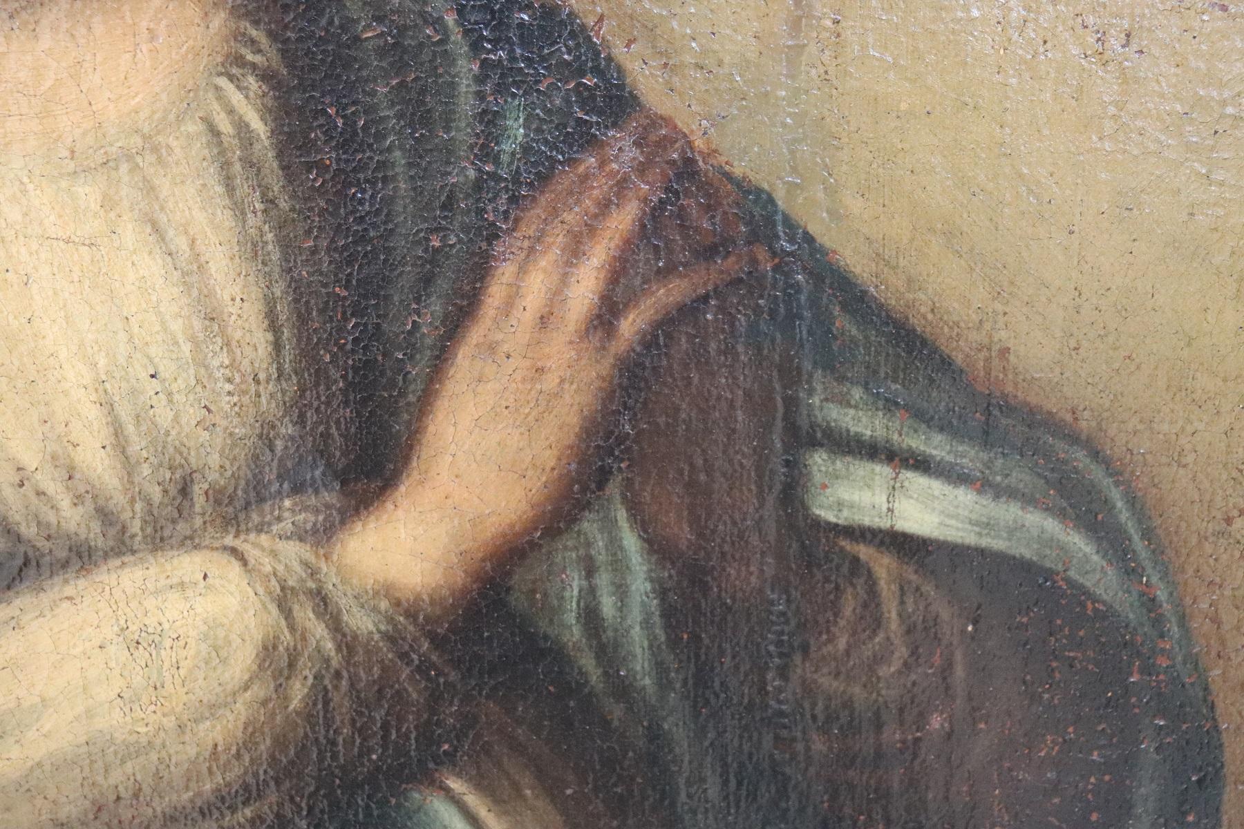 18th Century Italian Artist The Virgin Mary Oil Painting on Canvas 3