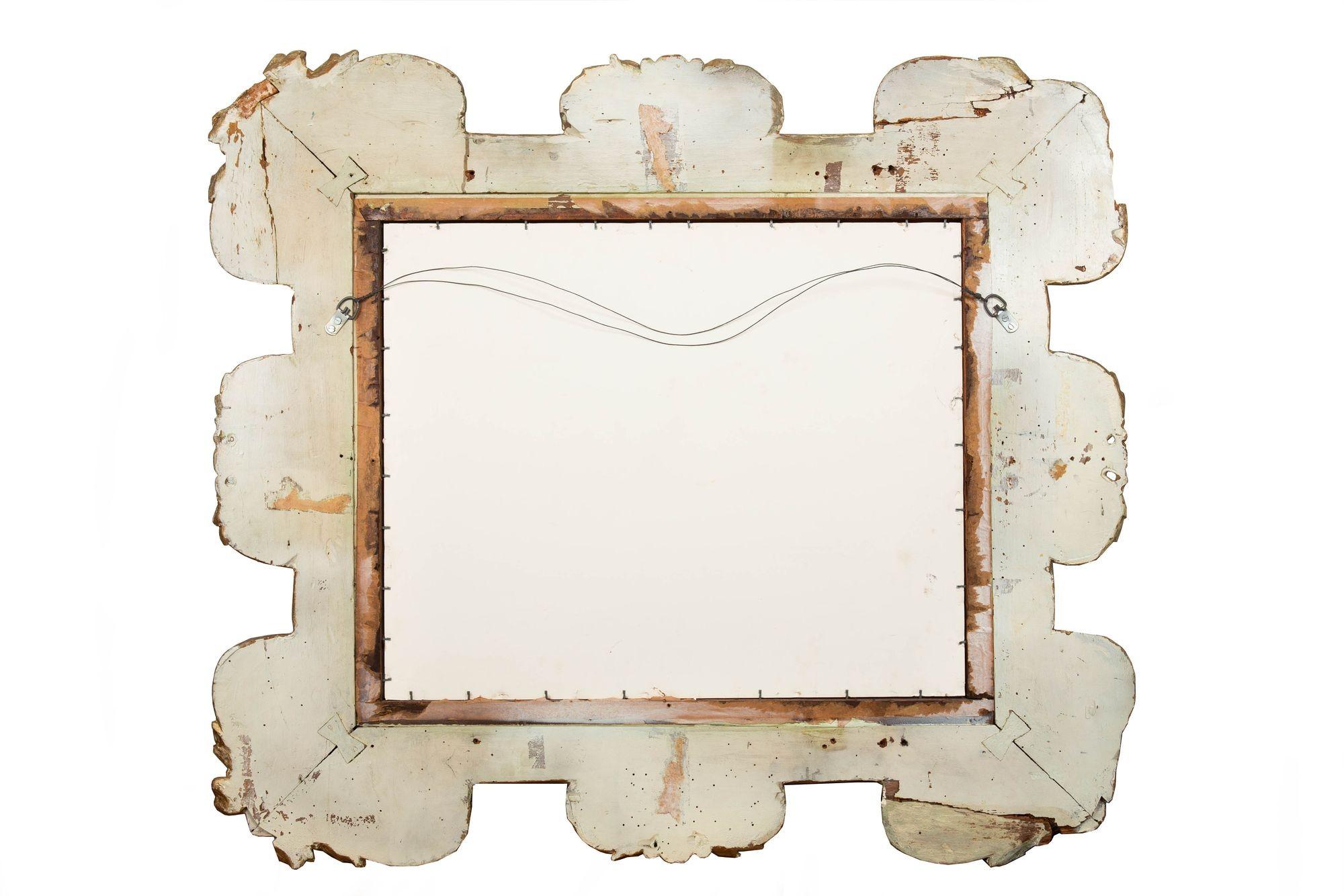 Miroir en bois doré sculpté du XVIIIe siècle, baroque italien antique en vente 2