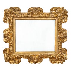 Miroir en bois doré sculpté du XVIIIe siècle, baroque italien antique