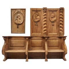 18th Century Italian Baroque Antique Church Pew with Panels