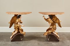 18th Century Italian Baroque Basilica Angel Tables