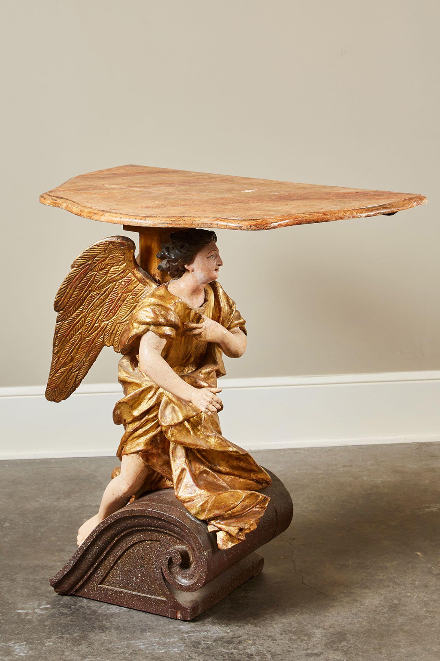 18th Century Italian Baroque Basilica Angel Tables For Sale 2