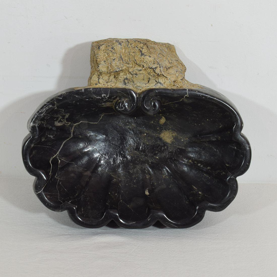18th Century Italian Baroque Black Marble Holy Water Font or Stoup 7