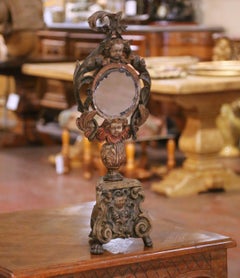 18th Century Italian Baroque Carved Giltwood Reliquary Mirror
