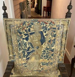18th Century Italian Baroque Carved Oak Arm Chair with Tapestry Upholstery